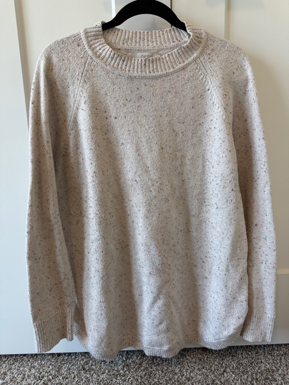 LOFT Cream Flecked Crewneck Sweater